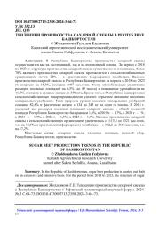 ТЕНДЕНЦИИ ПРОИЗВОДСТВА САХАРНОЙ СВЕКЛЫ В РЕСПУБЛИКЕ БАШКОРТОСТАН