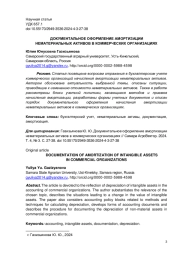 ДОКУМЕНТАЛЬНОЕ ОФОРМЛЕНИЕ АМОРТИЗАЦИИ НЕМАТЕРИАЛЬНЫХ АКТИВОВ В КОММЕРЧЕСКИХ ОРГАНИЗАЦИЯХ