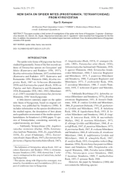 NEW DATA ON SPIDER MITES (PROSTIGMATA: TETRANYCHIDAE) FROM KYRGYZSTAN
