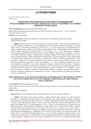 ЗНАЧЕНИЕ НЕКОРНЕВЫХ ПОДКОРМОК В ПОВЫШЕНИИ ПРОДУКТИВНОСТИ СОРТОВ СЛИВЫ В ОСТРОЗАСУШЛИВЫХ УСЛОВИЯХ НИЖНЕГО ПОВОЛЖЬЯ