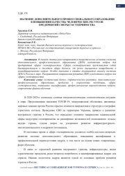 ЗНАЧЕНИЕ ДОПОЛНИТЕЛЬНОГО ПРОФЕССИОНАЛЬНОГО ОБРАЗОВАНИЯ В ПОВЫШЕНИИ КАЧЕСТВА ЧЕЛОВЕЧЕСКИХ РЕСУРСОВ ПРЕДПРИЯТИЙ СФЕРЫ ГОСТЕПРИИМСТВА