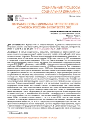 ВАРИАТИВНОСТЬ И ДИНАМИКА ПАТРИОТИЧЕСКИХ УСТАНОВОК РОССИЯН В КОНТЕКСТЕ СВО
