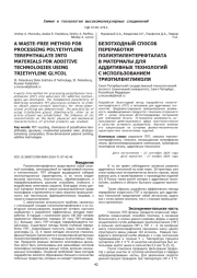 БЕЗОТХОДНЫЙ СПОСОБ ПЕРЕРАБОТКИ ПОЛИЭТИЛЕНТЕРЕФТАЛАТА В МАТЕРИАЛЫ ДЛЯ АДДИТИВНЫХ ТЕХНОЛОГИЙ С ИСПОЛЬЗОВАНИЕМ ТРИЭТИЛЕНГЛИКОЛЯ
