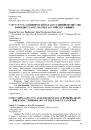 Структурно-семантический анализ наименований лиц в юридической лексике английского языка