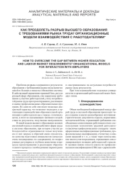 КАК ПРЕОДОЛЕТЬ РАЗРЫВ ВЫСШЕГО ОБРАЗОВАНИЯ С ТРЕБОВАНИЯМИ РЫНКА ТРУДА? ОРГАНИЗАЦИОННЫЕ МОДЕЛИ ВЗАИМОДЕЙСТВИЯ С РАБОТОДАТЕЛЯМИ