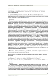 НАСТАВНИЦА – НОВЫЙ ВЫСОКОУРОЖАЙНЫЙ ПЕРСПЕКТИВНЫЙ СОРТ ВИШНИ СЕЛЕКЦИИ ВНИИСПК