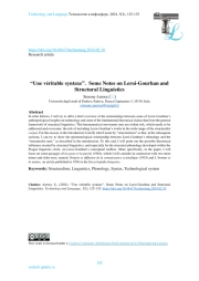 “Une véritable syntaxe”. Some Notes on Leroi-Gourhan and Structural Linguistics