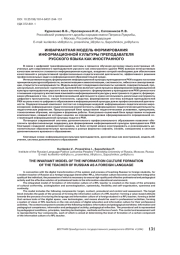 ИНВАРИАНТНАЯ МОДЕЛЬ ФОРМИРОВАНИЯ ИНФОРМАЦИОННОЙ КУЛЬТУРЫ ПРЕПОДАВАТЕЛЯ РУССКОГО ЯЗЫКА КАК ИНОСТРАННОГО