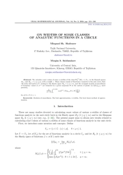 ON WIDTHS OF SOME CLASSES OF ANALYTIC FUNCTIONS IN A CIRCLE