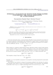 INTEGRAL ANALOGUE OF TURÁN-TYPE INEQUALITIES CONCERNING THE POLAR DERIVATIVE OF A POLYNOMIAL