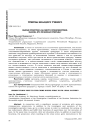 ВЫЕЗД ПРОКУРОРА НА МЕСТО ПРОИСШЕСТВИЯ: КАКОВА ЕГО ПРАВОВАЯ ПРИРОДА?