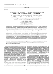 В ПОИСКАХ СТРУКТУРНО-ФУНКЦИОНАЛЬНОГО СЛЕДА ЭФФЕКТОВ ПЕРЕКРЕСТНОЙ АДАПТАЦИИ: ПРОБЛЕМЫ ТРАНСЛЯЦИОННОЙ ФИЗИОЛОГИИ