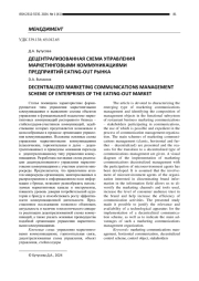 ДЕЦЕНТРАЛИЗОВАННАЯ СХЕМА УПРАВЛЕНИЯ МАРКЕТИНГОВЫМИ КОММУНИКАЦИЯМИ ПРЕДПРИЯТИЙ EATING-OUT РЫНКА