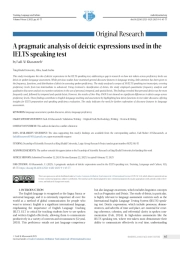 A pragmatic analysis of deictic expressions used in the IELTS speaking test