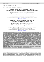 ЭФФЕКТИВНОСТЬ ОТБОРОВ ПРИ СЕЛЕКЦИИ ЛЮПИНА ЖЕЛТОГО УНИВЕРСАЛЬНОГО ИСПОЛЬЗОВАНИЯ
