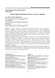 БЕРЕЖЛИВОЕ ПРОИЗВОДСТВО В СТРАНАХ АФРИКИ