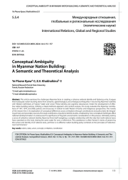 КОНЦЕПТУАЛЬНОЕ ПРОТИВОРЕЧИЕ В ГОСУДАРСТВЕННОМ СТРОИТЕЛЬСТВЕ МЬЯНМЫ: СМЫСЛОВОЙ И ТЕОРЕТИЧЕСКИЙ АНАЛИЗ