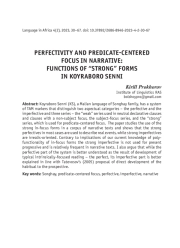 Perfectivity and predica te-centered focus in narrative: functions of “strong” forms in Koyraboro Senni