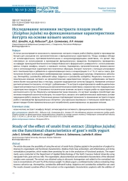 ИССЛЕДОВАНИЕ ВЛИЯНИЯ ЭКСТРАКТА ПЛОДОВ УНАБИ (ZIZIPHUSJUJUBA) НА ФУНКЦИОНАЛЬНЫЕ ХАРАКТЕРИСТИКИ ЙОГУРТА НА ОСНОВЕ КОЗЬЕГО МОЛОКА
