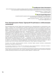 Роль Центрального банка Турецкой Республики в стабилизации экономики
