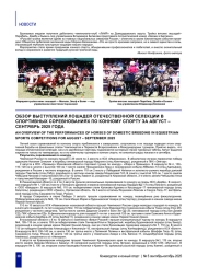 ОБЗОР ВЫСТУПЛЕНИЙ ЛОШАДЕЙ ОТЕЧЕСТВЕННОЙ СЕЛЕКЦИИ В СПОРТИВНЫХ СОРЕВНОВАНИЯХ ПО КОННОМУ СПОРТУ ЗА АВГУСТ - СЕНТЯБРЬ 2025 ГОДА