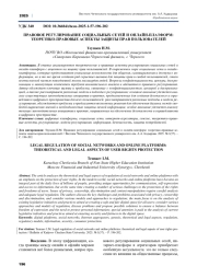 ПРАВОВОЕ РЕГУЛИРОВАНИЕ СОЦИАЛЬНЫХ СЕТЕЙ И ОНЛАЙН-ПЛАТФОРМ: ТЕОРЕТИКО-ПРАВОВЫЕ АСПЕКТЫ ЗАЩИТЫ ПРАВ ПОЛЬЗОВАТЕЛЕЙ