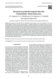 Skyrmions in perforated magnetic film with Dzyaloshinskii−Moriya interaction