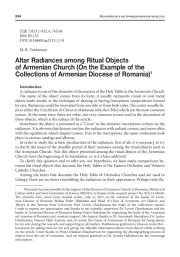 АЛТАРНЫЕ СИЯНИЯ СРЕДИ РИТУАЛЬНЫХ ПРЕДМЕТОВ АРМЯНСКОЙ ЦЕРКВИ (НА ПРИМЕРЕ КОЛЛЕКЦИЙ АРМЯНСКОЙ ЕПАРХИИ РУМЫНИИ)