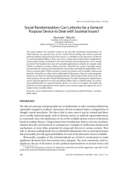 SOCIAL RANDOMIZATION: CAN LOTTERIES BE A GENERAL-PURPOSE DEVICE TO DEAL WITH SOCIETAL ISSUES?